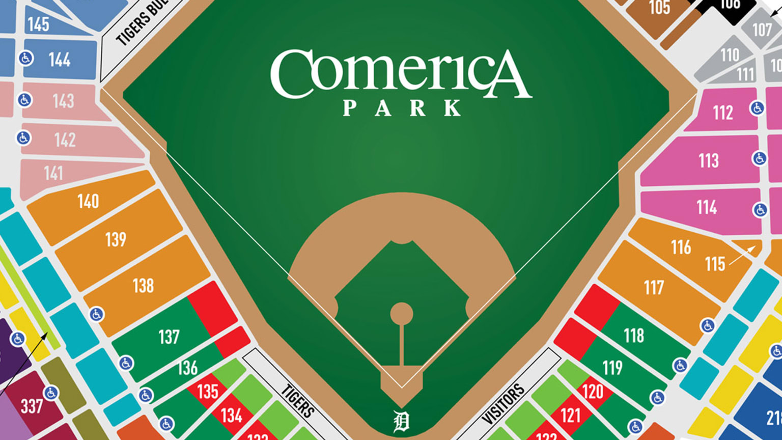 Comerica Park Seating Map With Seat Numbers Elcho Table