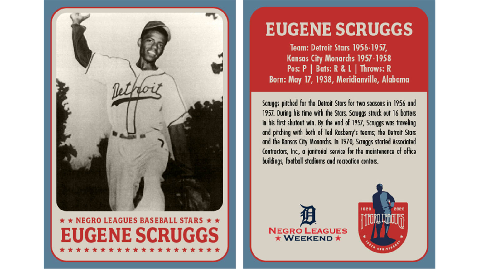 Eugene Scruggs Autographed Negro Legues Baseball KC Monarchs JSA 180129