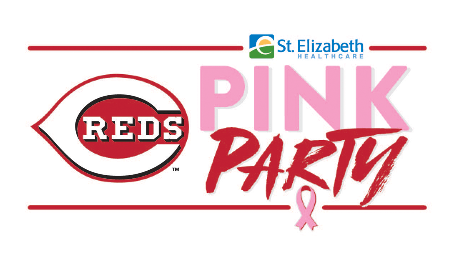 Cincinnati Reds - Reds baseball with a splash of pink.