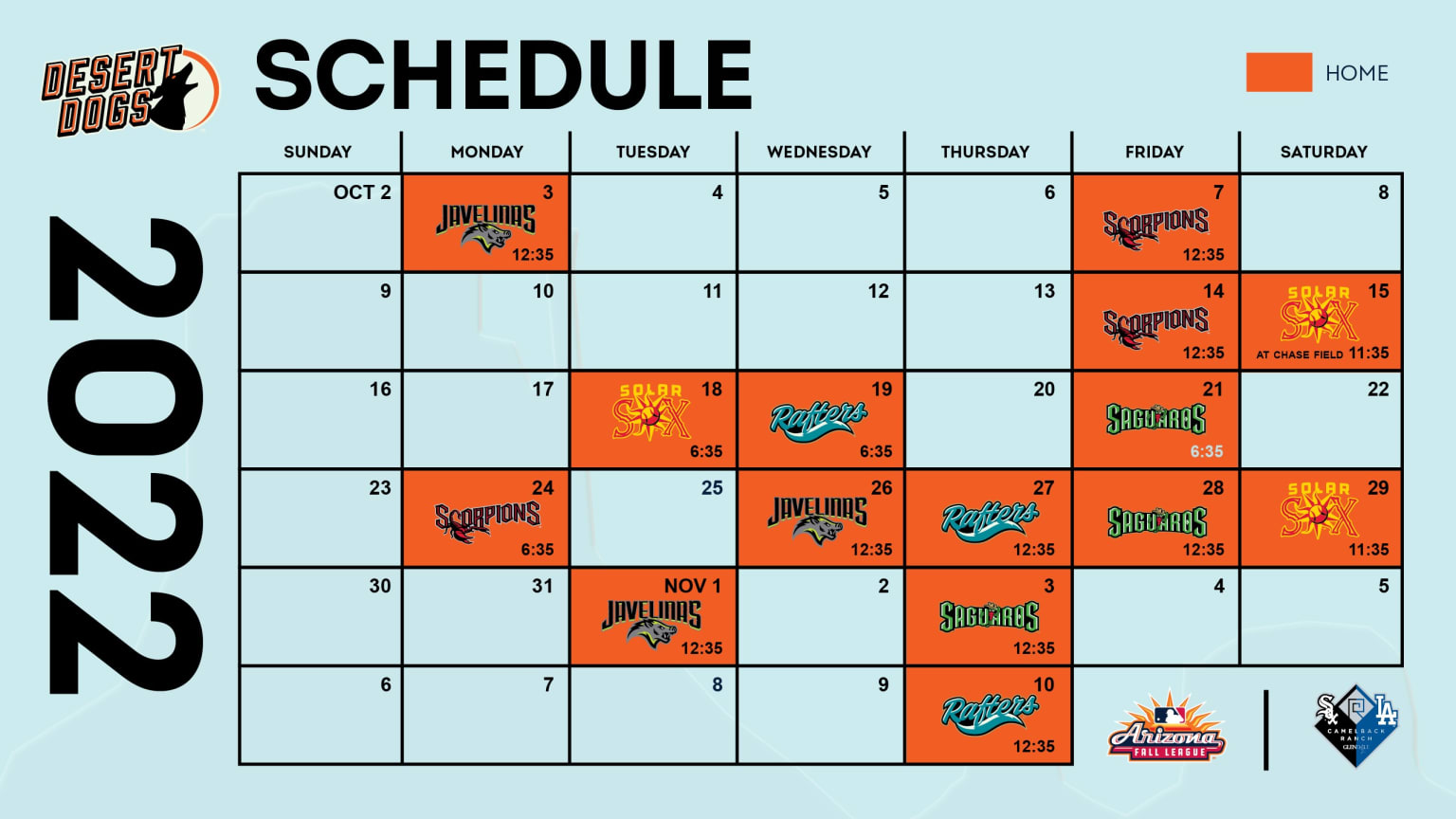 October Schedule Camelback Ranch