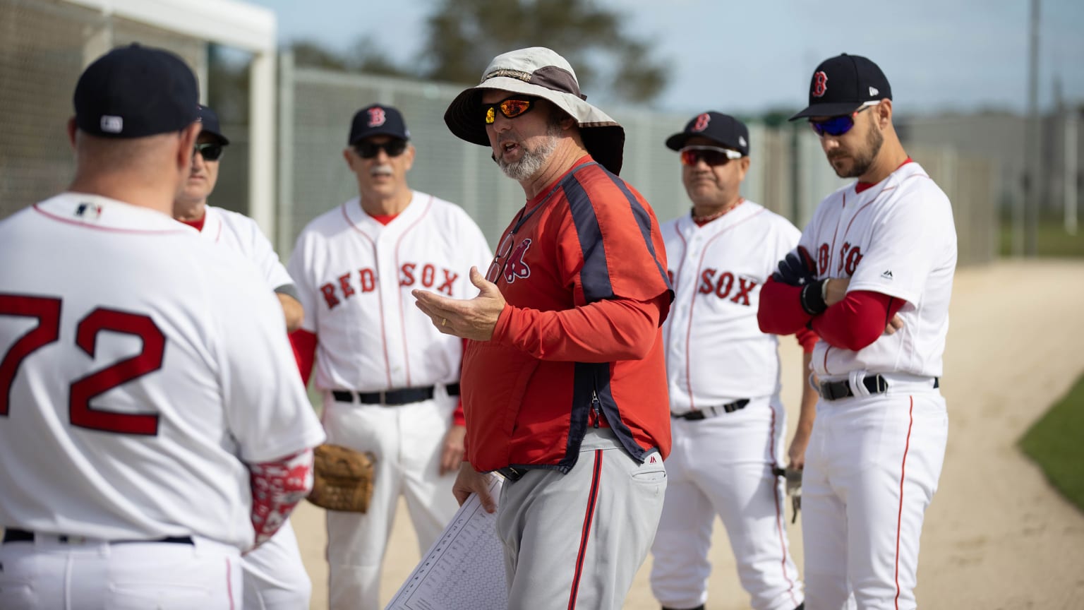 Fort Myers, Florida, USA. 13th Jan, 2017. Red Sox legend LUIS TIANT,  center, gets the other instructors laughing during the 2nd annual Boston  Red Sox Women's Fantasy Camp at jetBlue Park. The