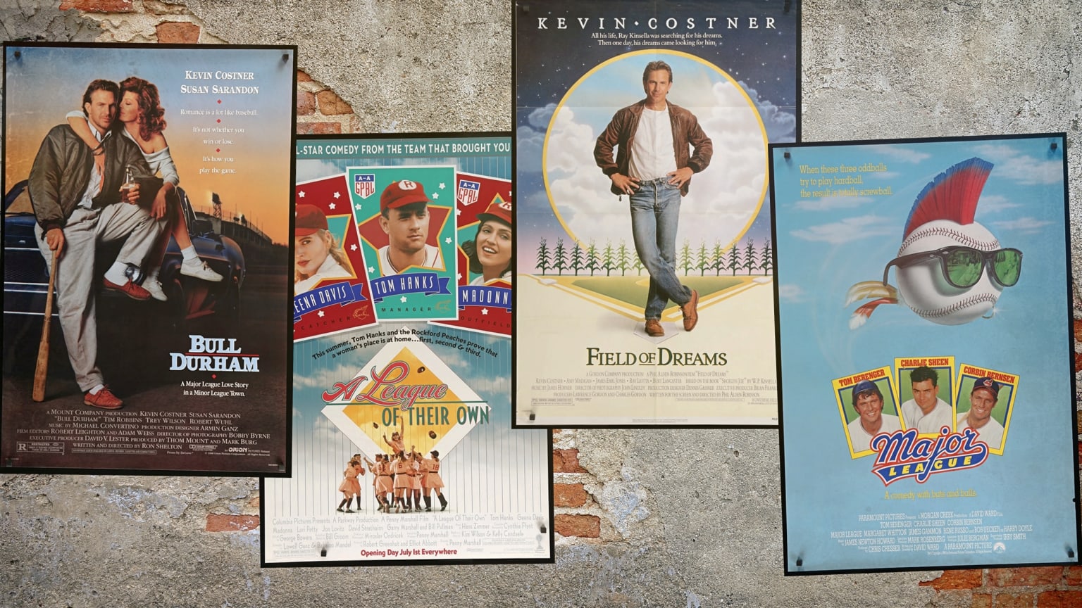 A montage of movie posters showing ''Bull Durham,'' ''A League of Their Own,'' ''Field of Dreams'' and ''Major League''