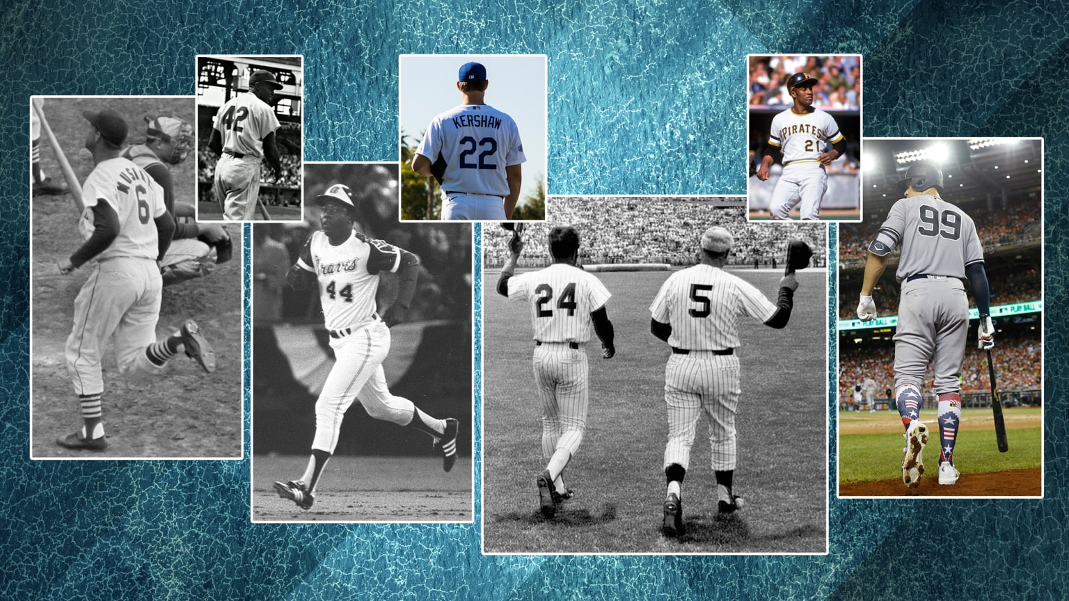 Photo illustration showing the numbers on the backs of numerous jerseys
