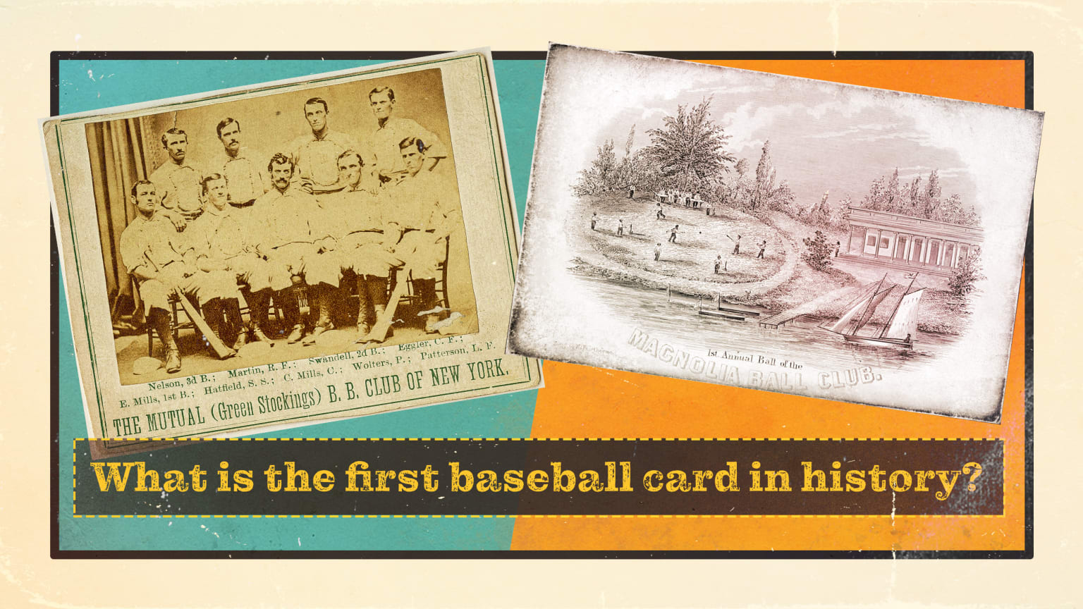 An early baseball card and a sketch of a game being played