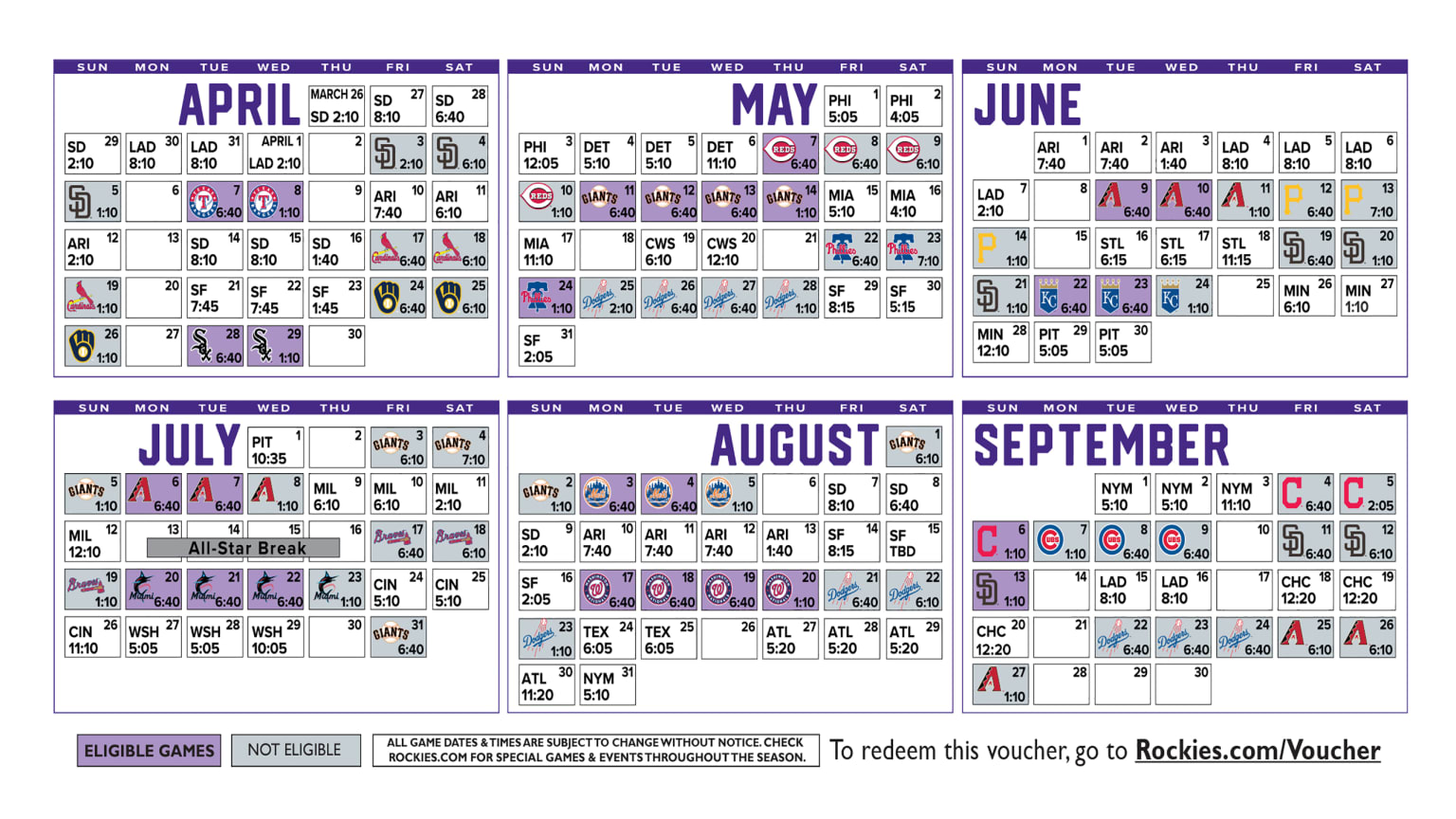 Colorado store rockies schedule