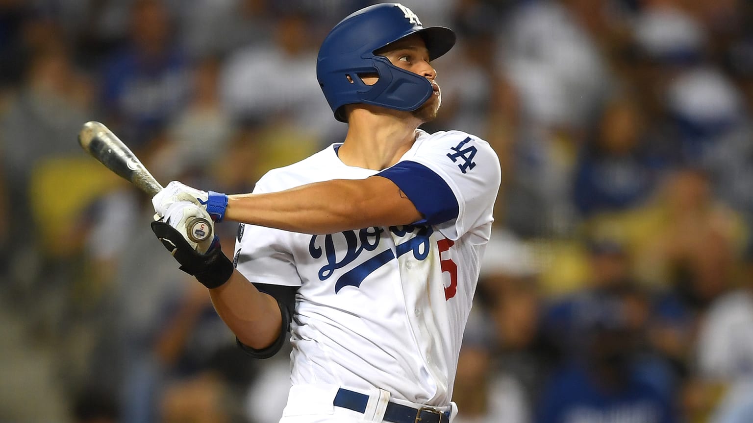 Corey Seager swinging a bat