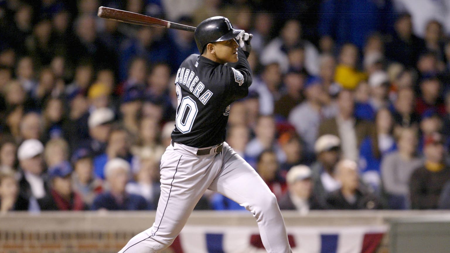 Miguel Cabrera takes a swing during his rookie season for the Marlins