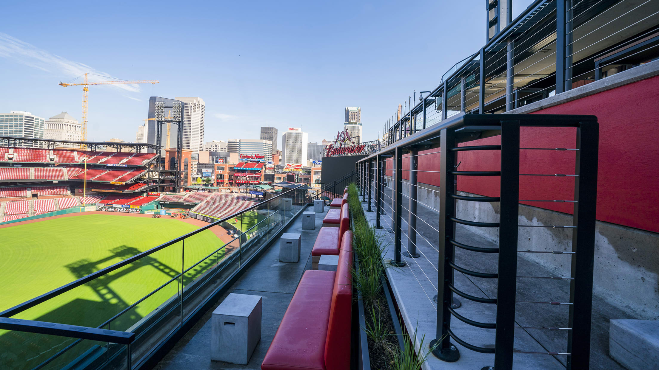 City skyline night time view from Busch Stadium - St Louis…