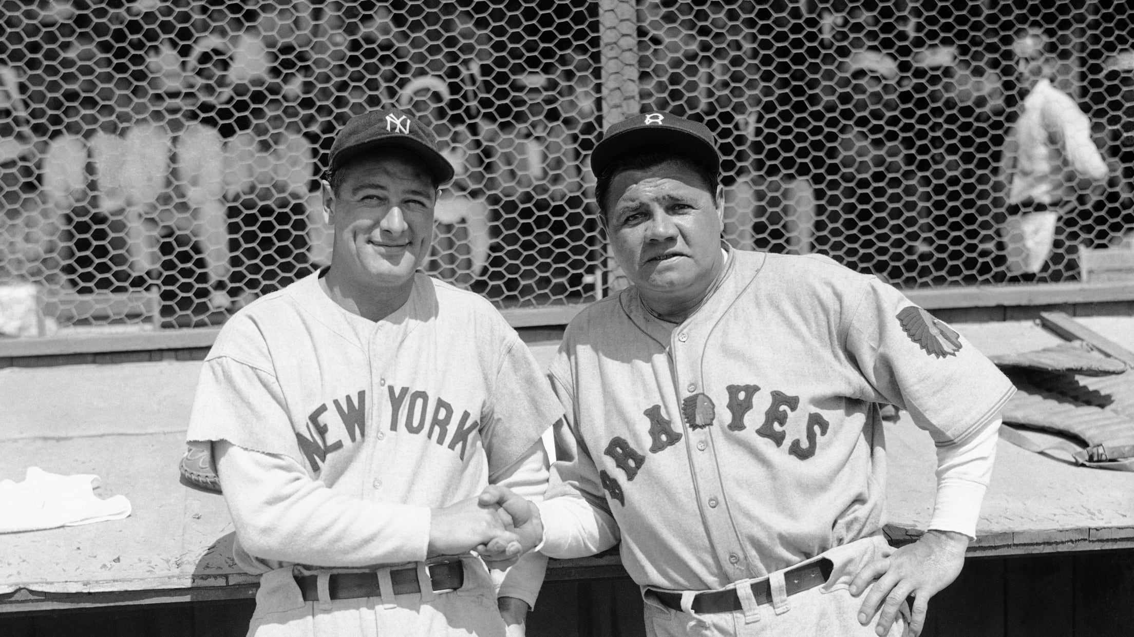 RARE STILL BABE RUTH AND LOU GEHRIG DIFFERENT UNIFORMS COLOR