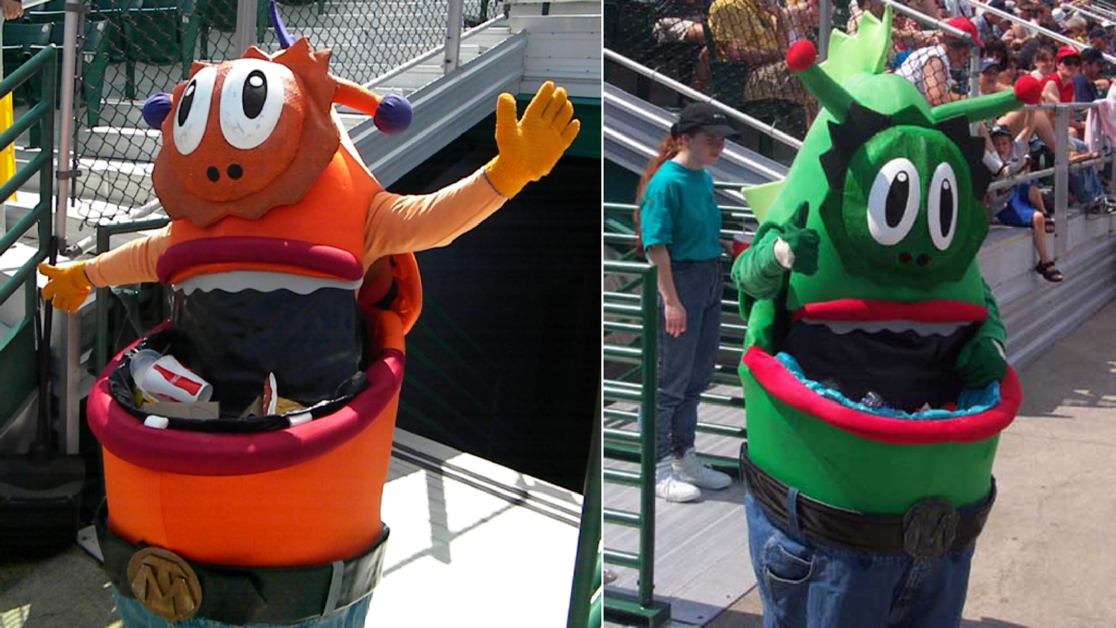 Kansas City Royals mascot Slugger tosses out free hot dogs during