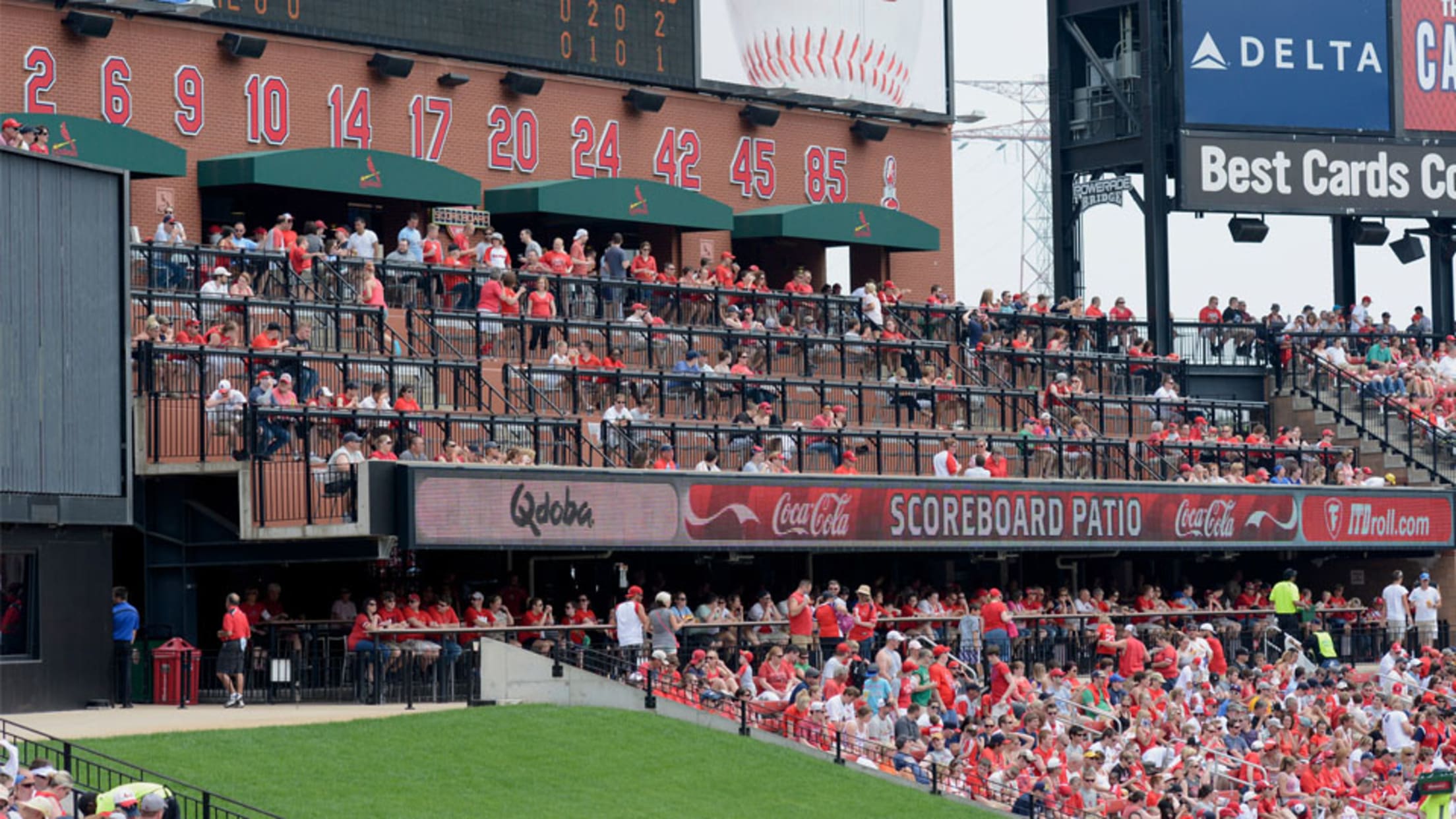 The Busch Stadium scoreboard is seen following a baseball game between the  St. Louis Cardinals and