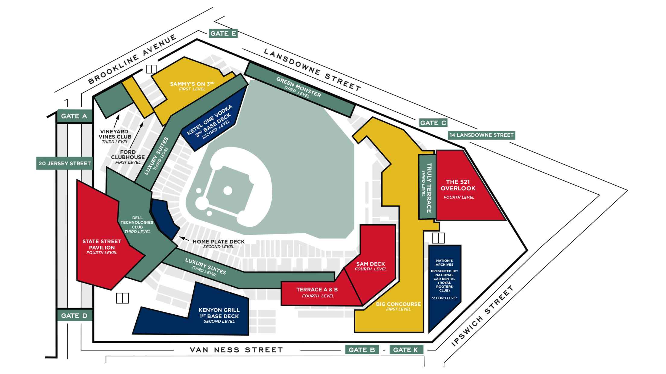 Fenway Park Venue Map Boston Red Sox