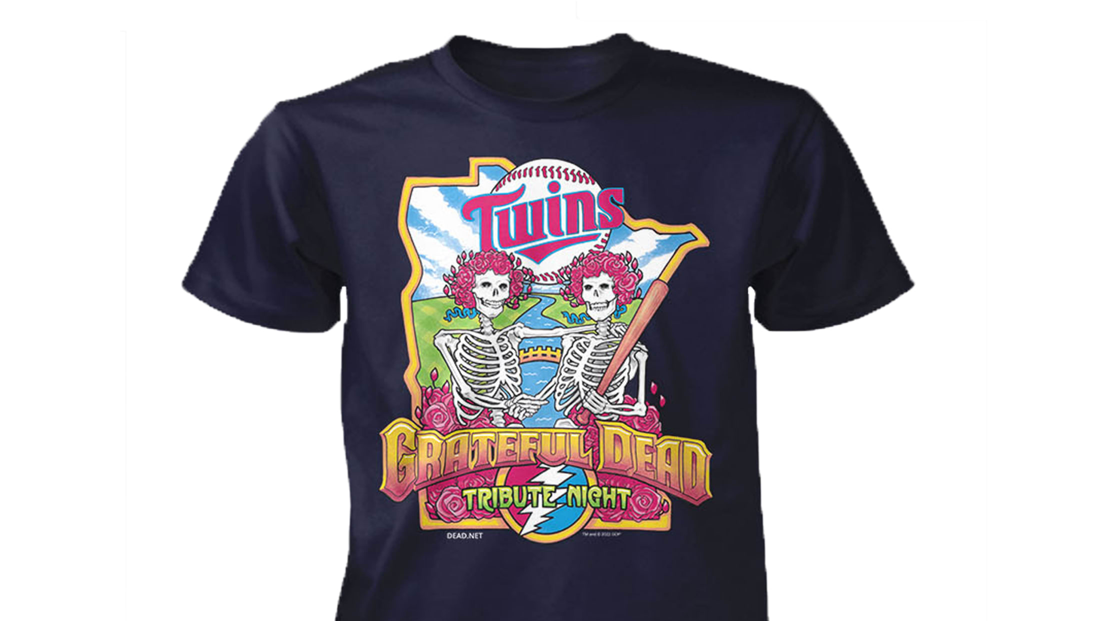 MLB x Grateful Dead x Cubs T-Shirt from Homage. | Light Blue | Vintage Apparel from Homage.