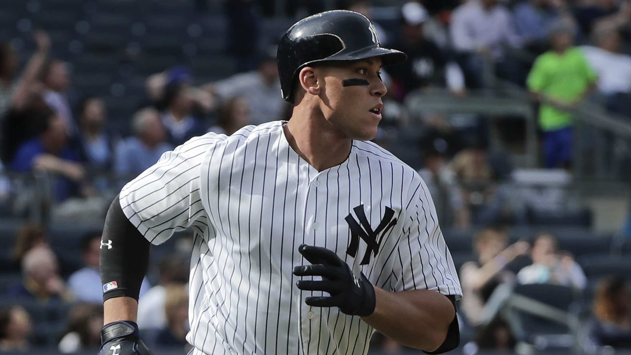 Outfielder Aaron Judge (Fresno State University) the number 32nd overall  pick of the New York Yankees during the MLB Draft on Thursday June 06,2013  at Studio 42 in Secaucus, NJ. (AP Photo/Tomasso