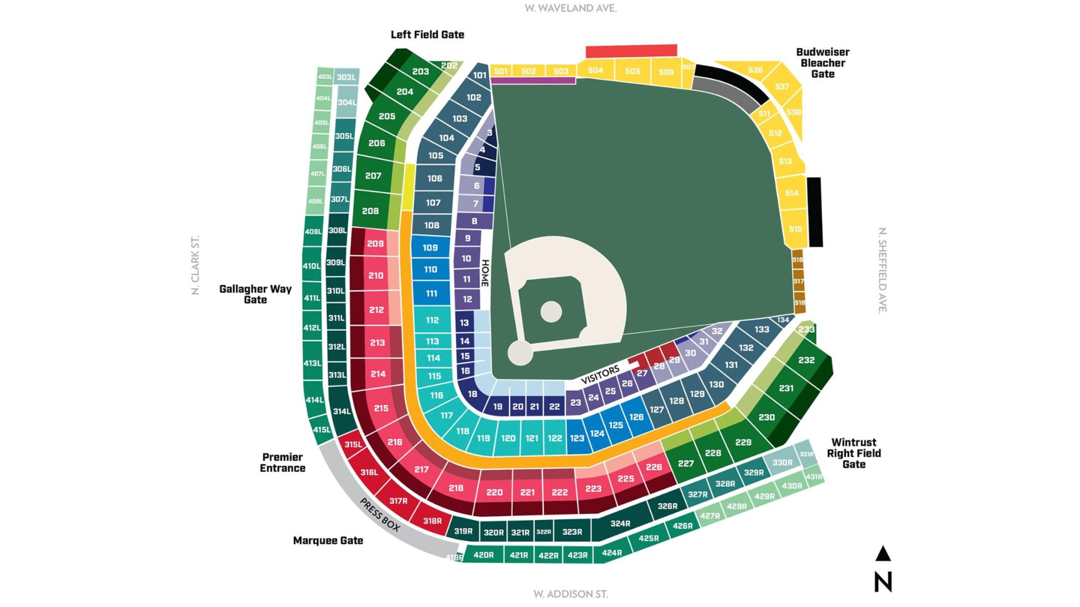 Chicago Cubs Wrigley Field Ballpark Outline Tee