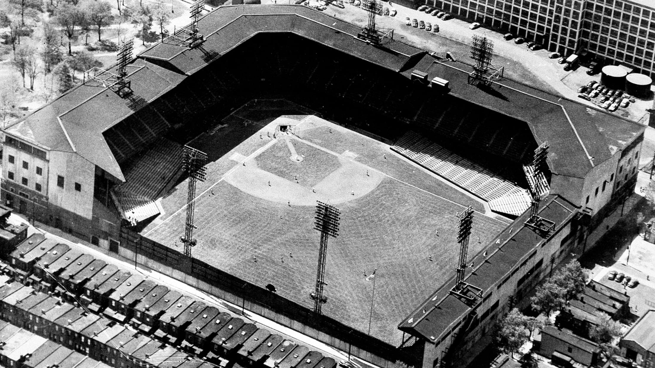 Aerial of Municipal Stadium Kansas City First Game 1955