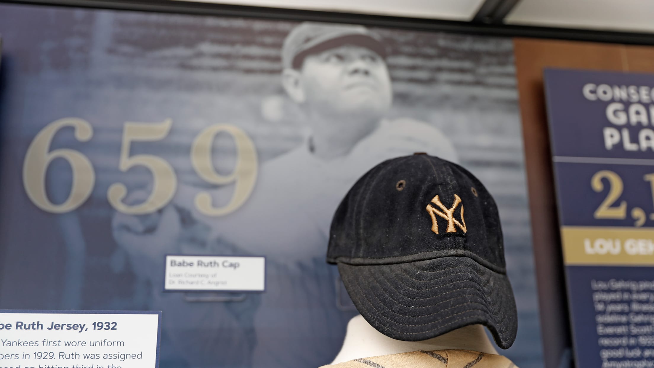 Babe Ruth's jersey on display at the Yankee museum.