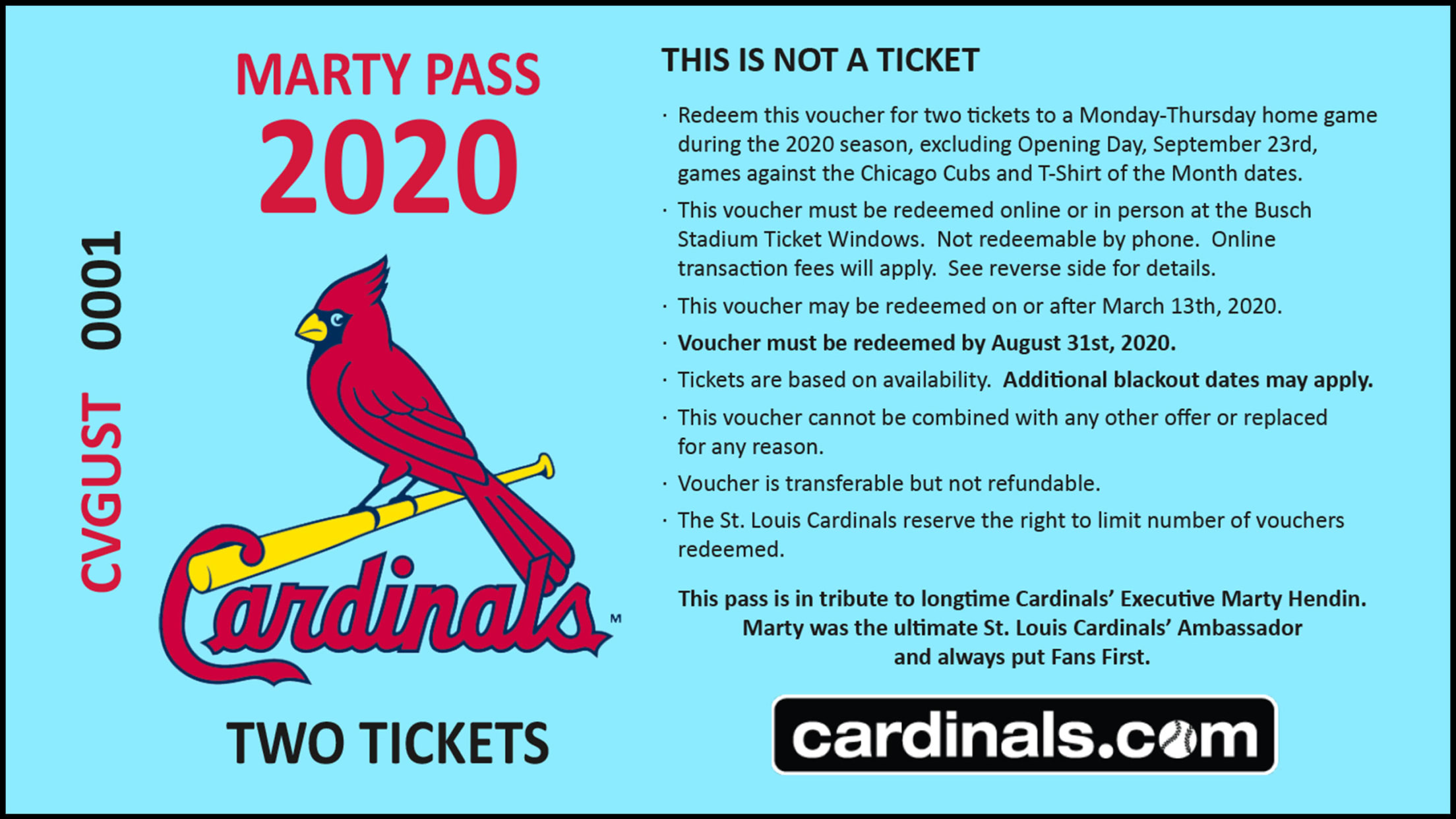 Cardinals Ticket Vouchers St. Louis Cardinals