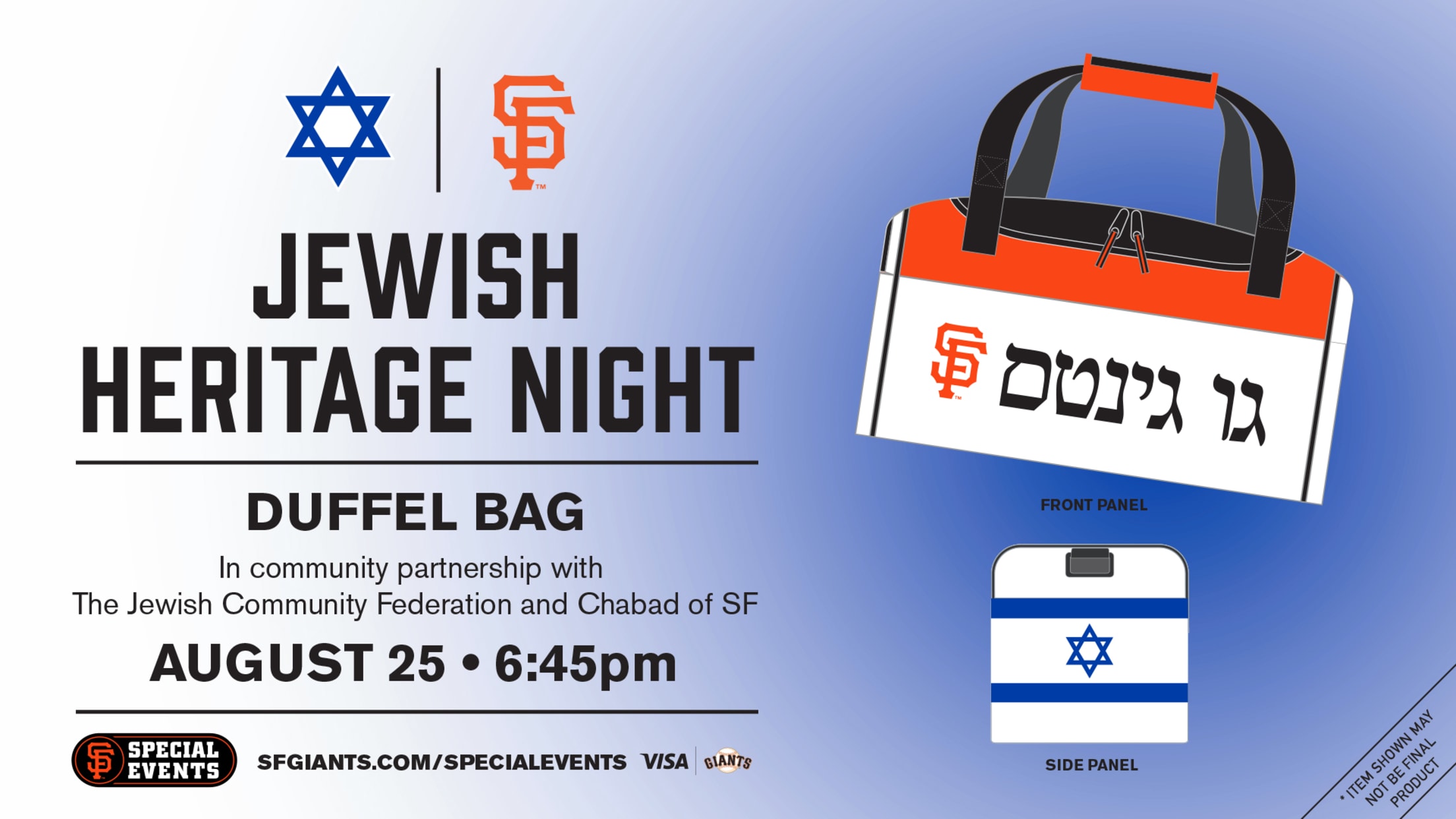 Jewish Heritage Night Special Event San Francisco Giants