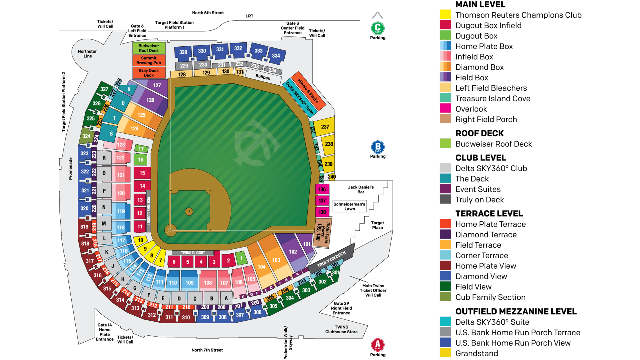 Target Field Seating Map Minnesota Twins