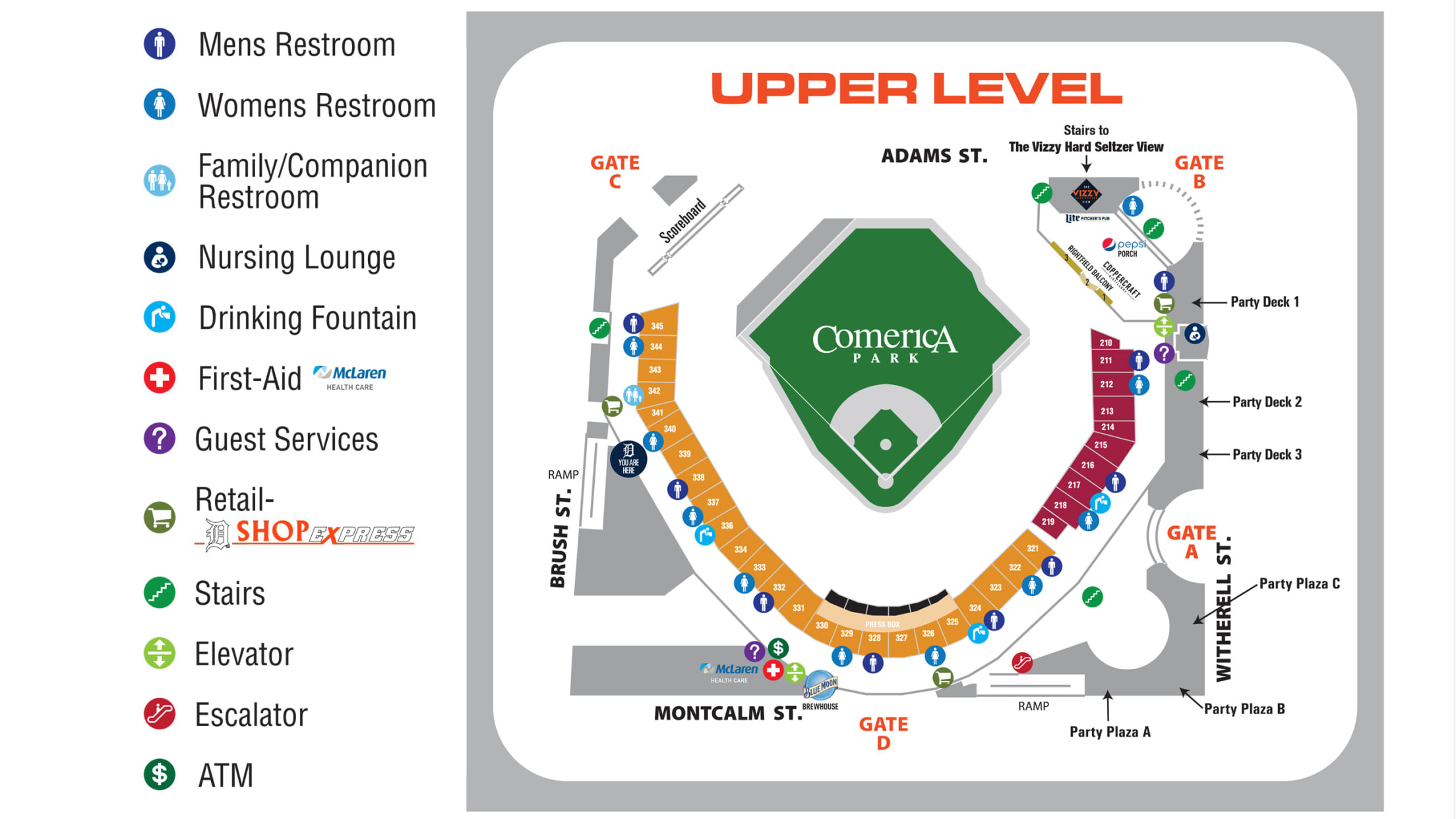 Comerica Park Seating Map Detroit Tigers