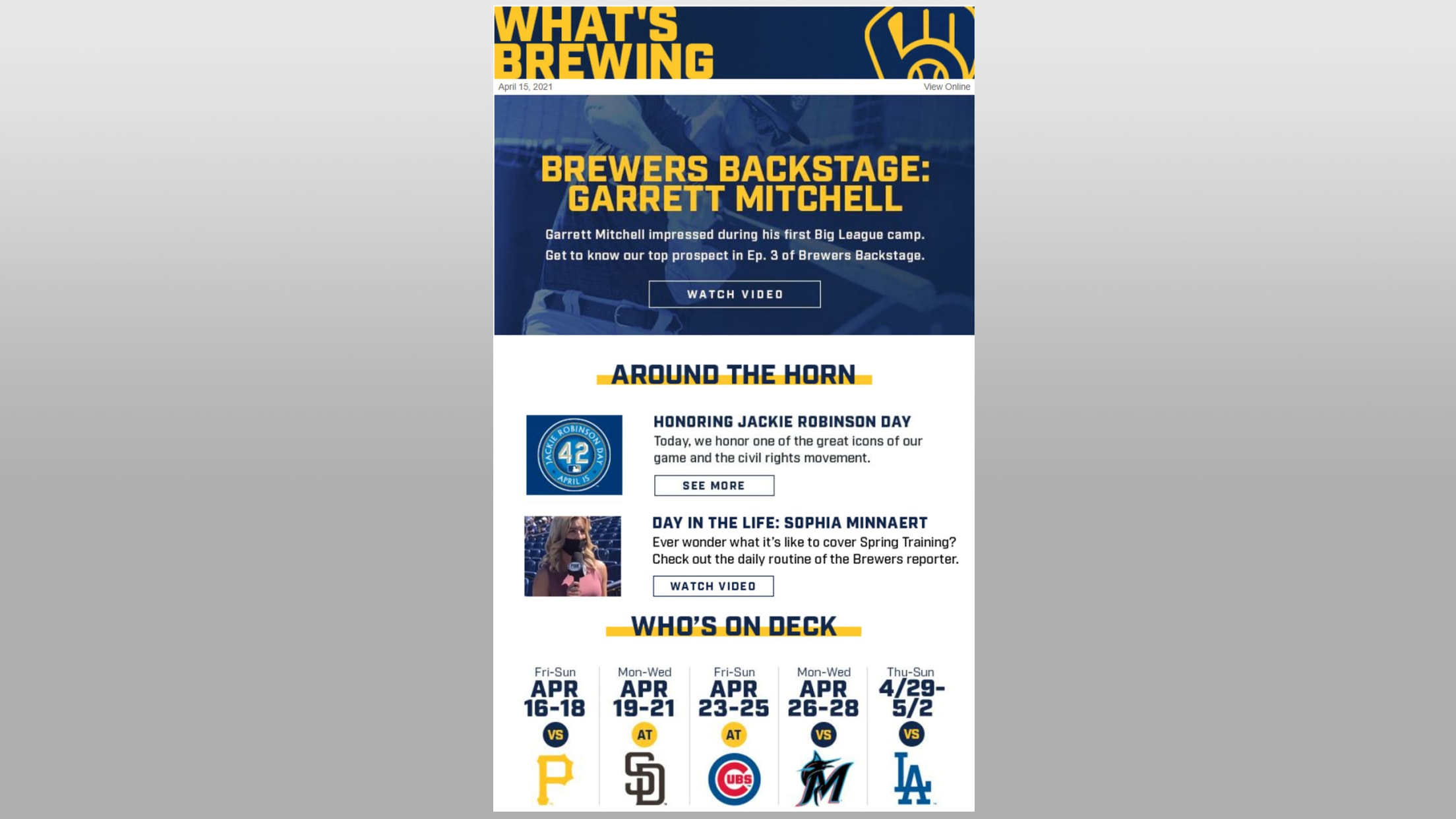 Brewers Email Newsletters