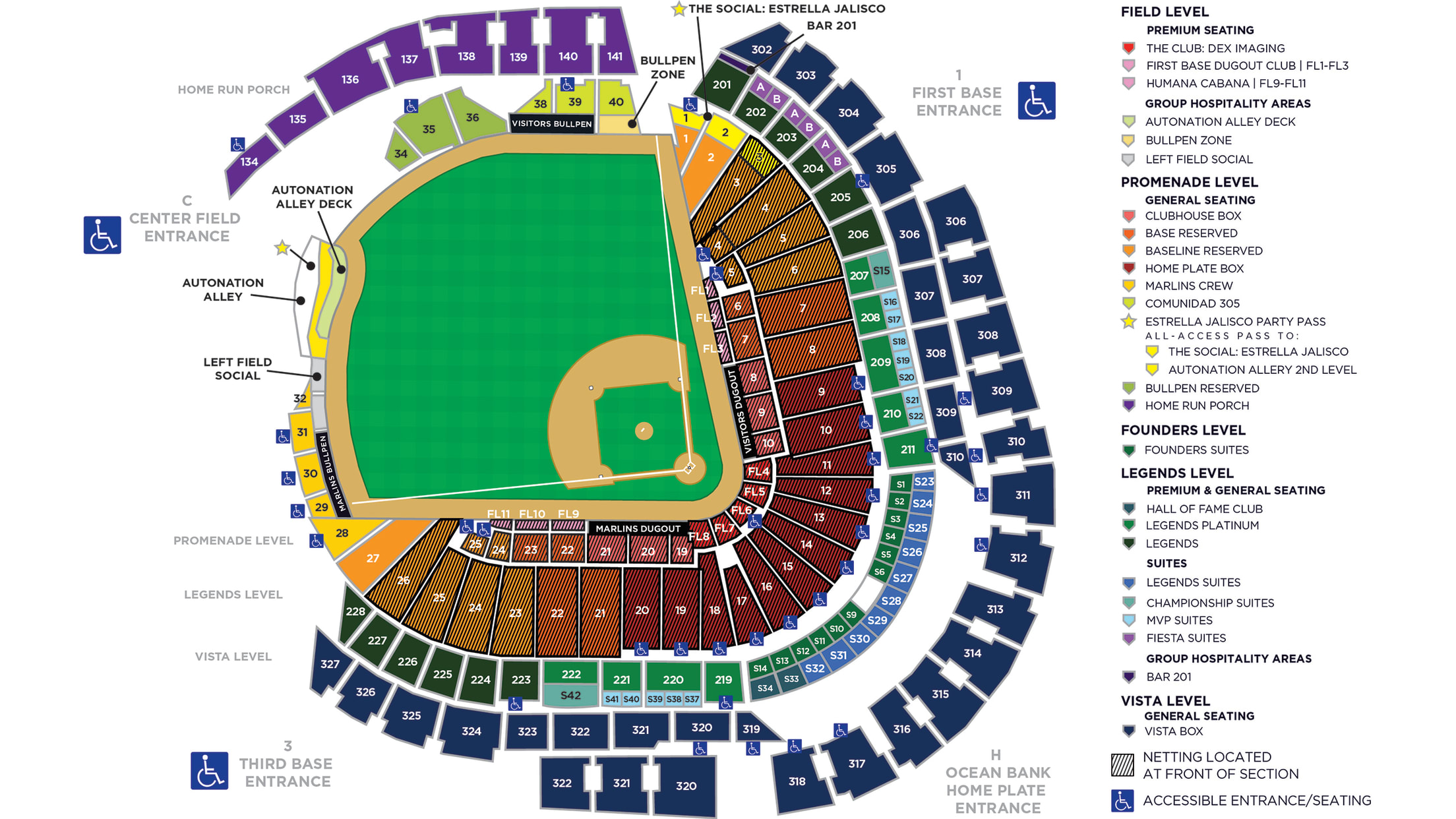 marlins park seat map - netting | miami marlins