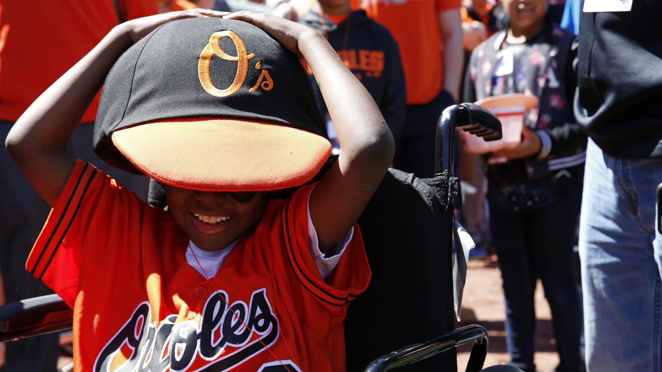 Baltimore Orioles - Adam Jones with O's superfan, Mo Gaba