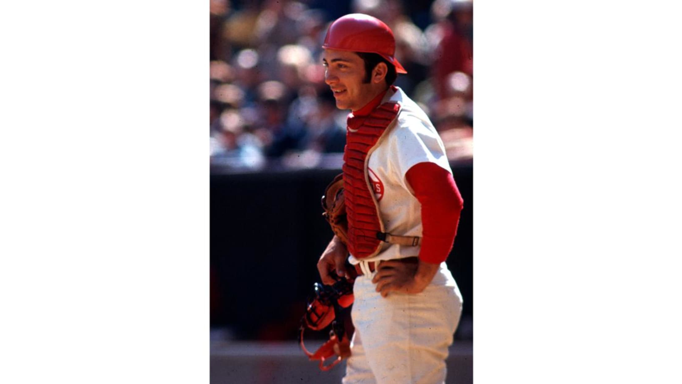 Catcher Johnny Bench of the Cincinnati Reds bats against the Boston News  Photo - Getty Images