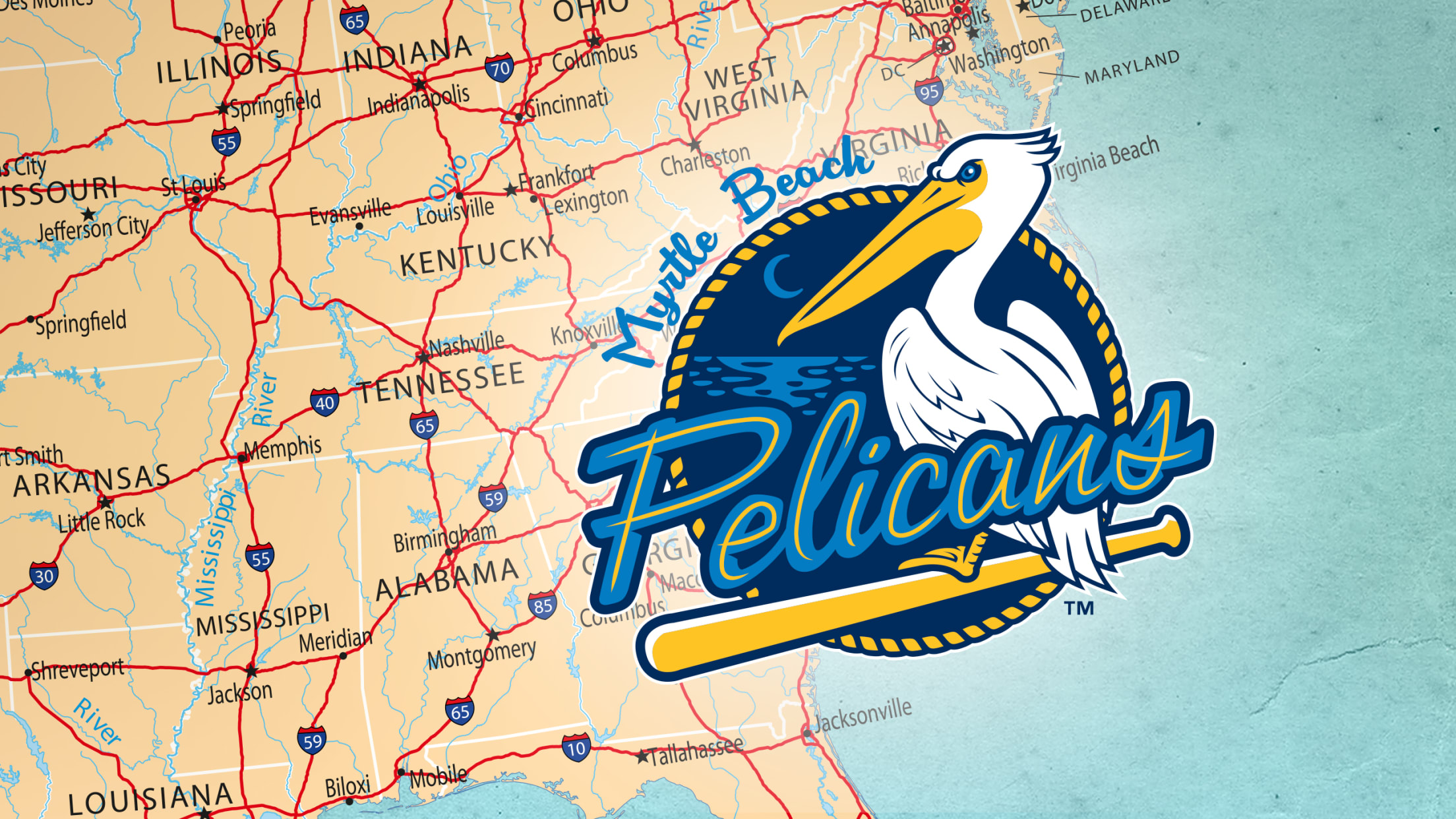 Sign for the Myrtle Beach Pelicans Stadium. The class A minor league team  is an affiliate of the Chicago Cubs Stock Photo - Alamy