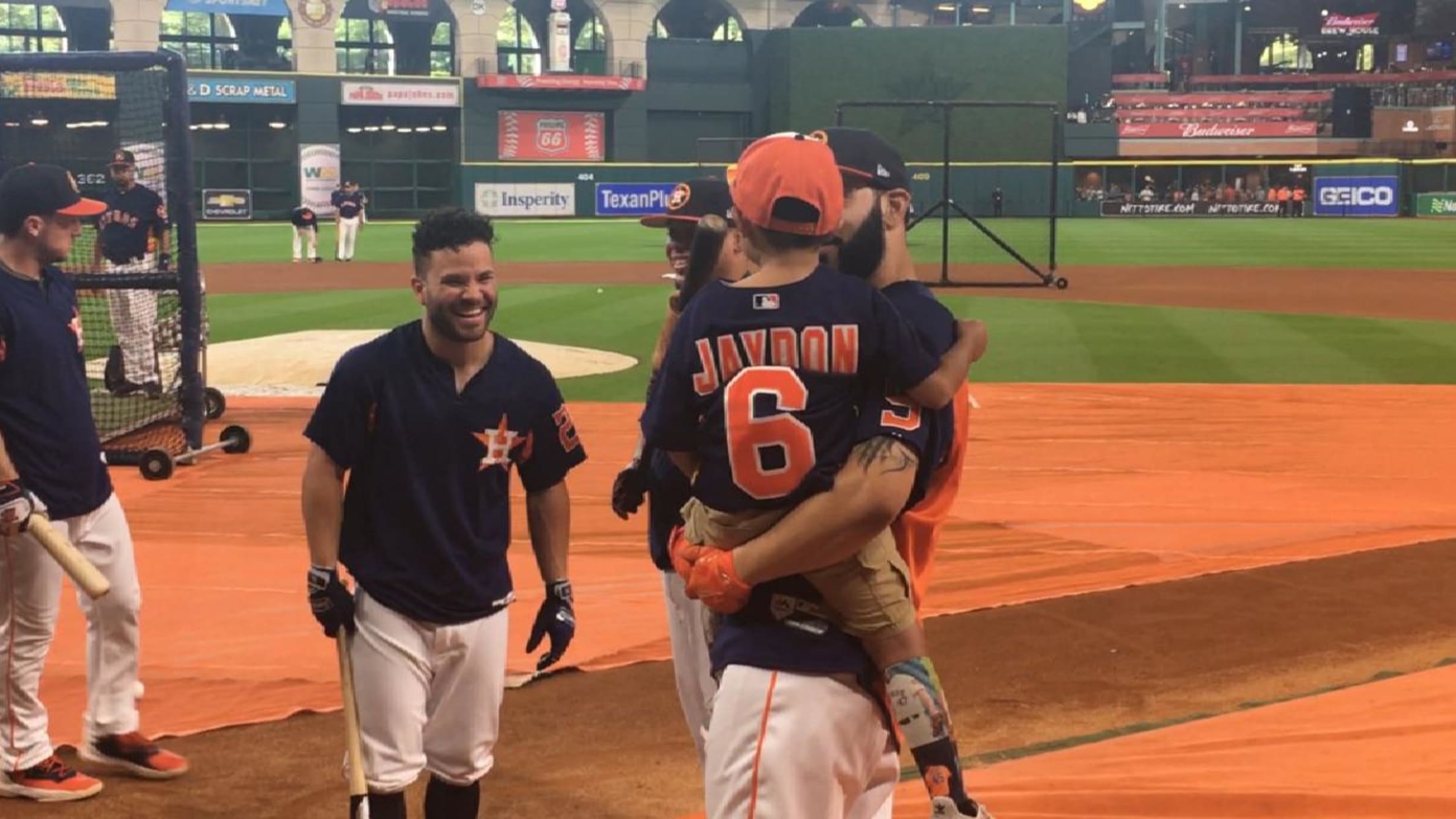 Young Astros fan meets players