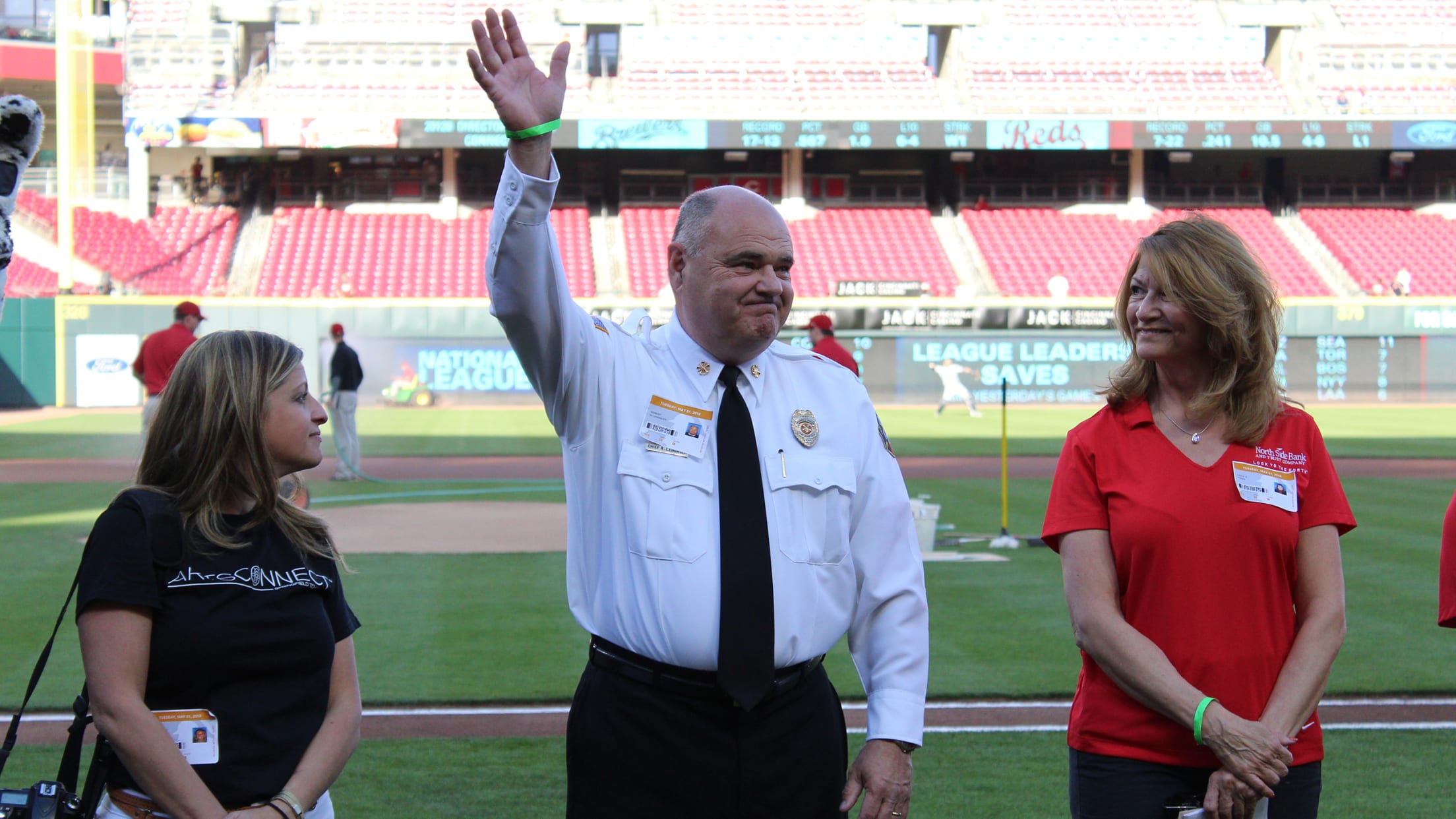 Cincy firefighters battle special effects fire at Reds game