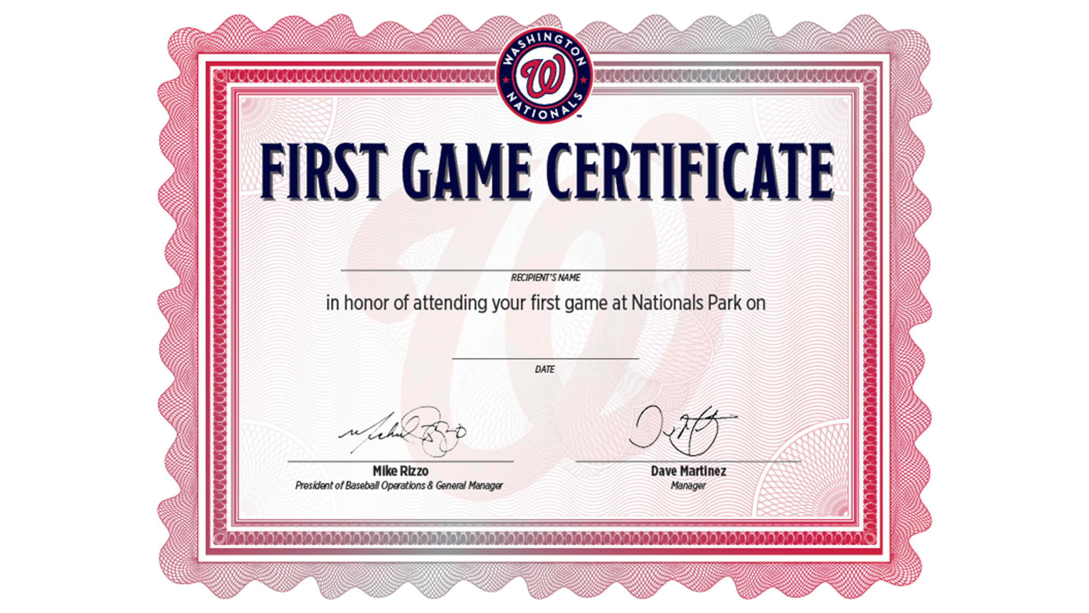 First Game Certificate