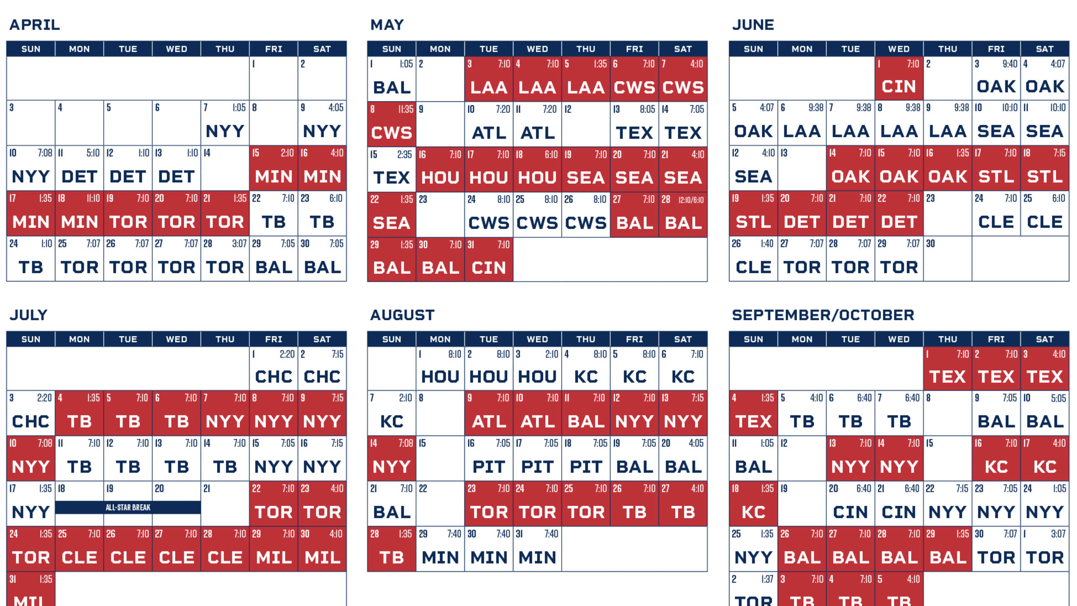 Printable Schedule Boston Red Sox