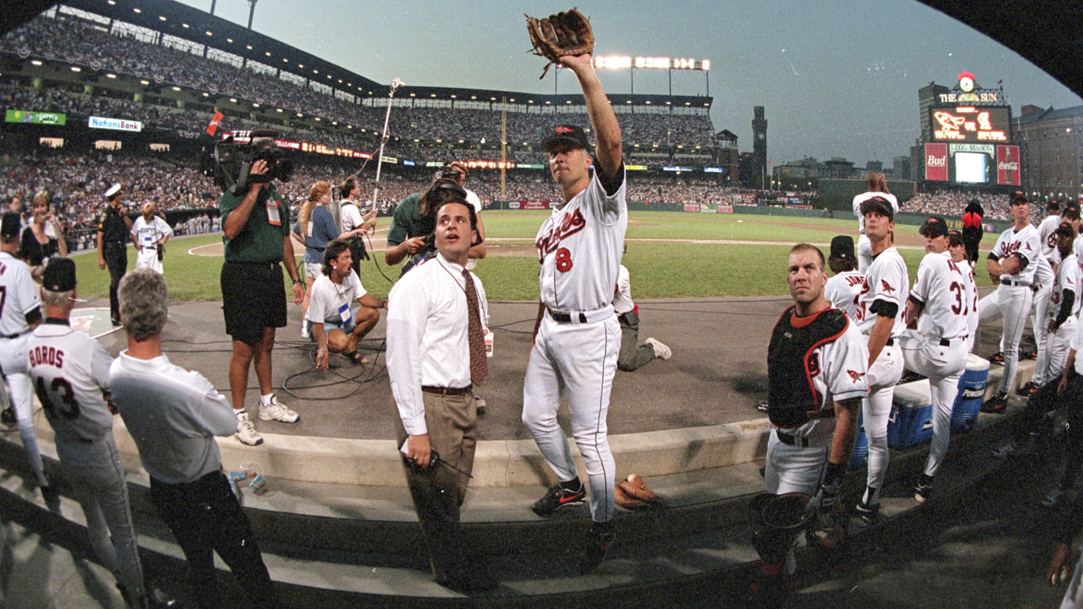 Rocker Joan Jett serves as an honorary bat girl during the Baltimore Orioles  reunion game against the Philadelphia Phillies, Sunday, June 29, 2003, at  Camden Yards in Baltimore. The two teams played in the 1983 World Series.  (AP Photo/Nick Wass Stock