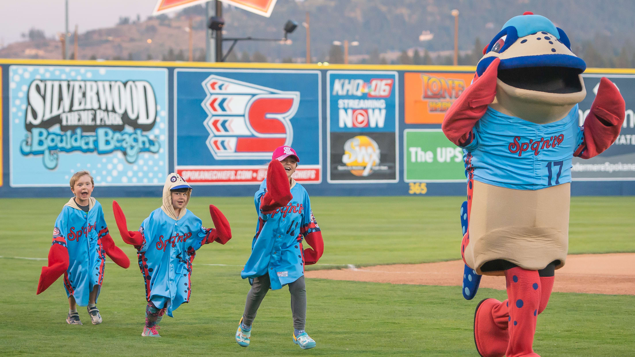 Spokane Indians redband themed mascot and uniform - Spokane Falls