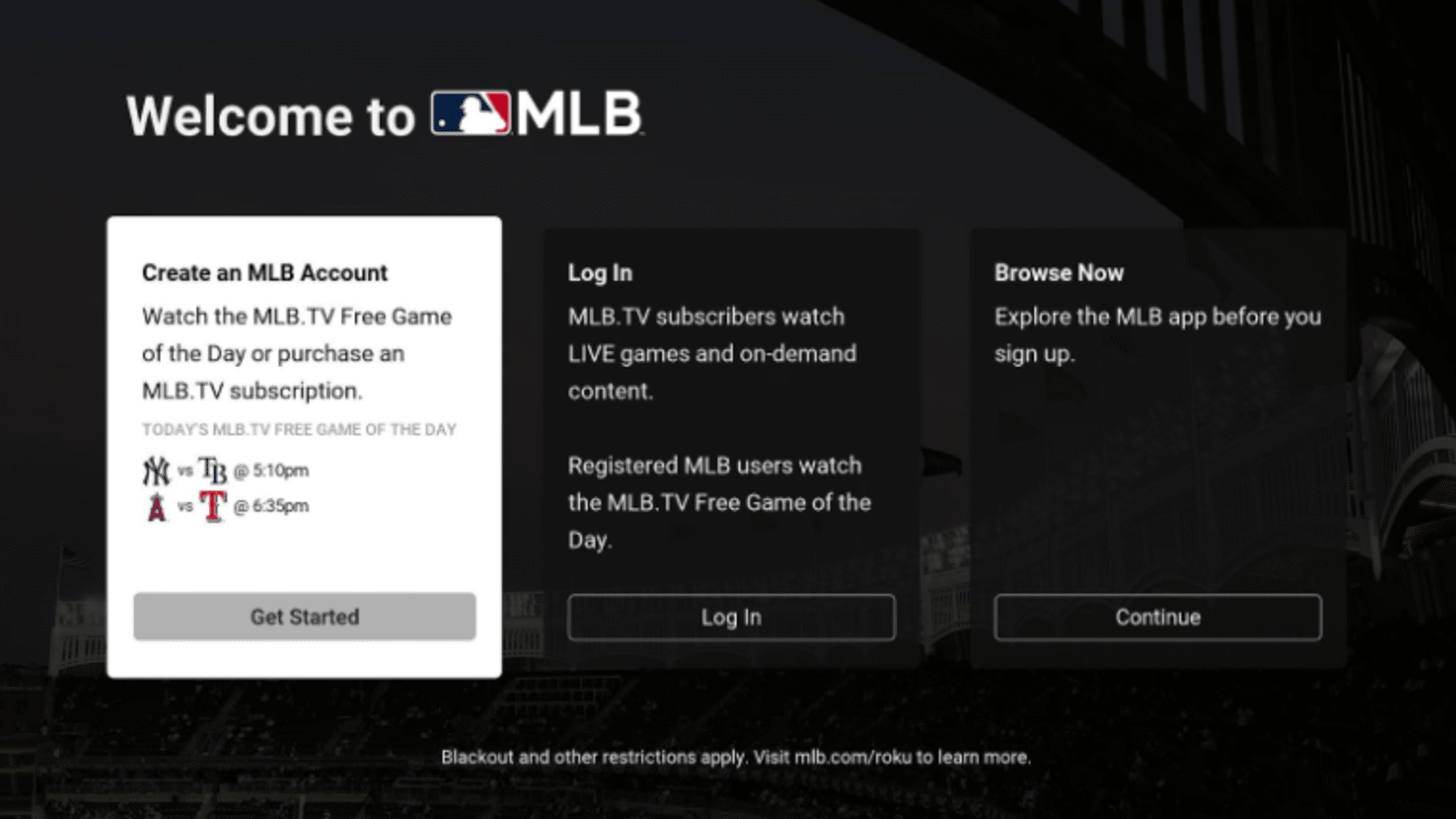 MLB.TV Roku® Get Started