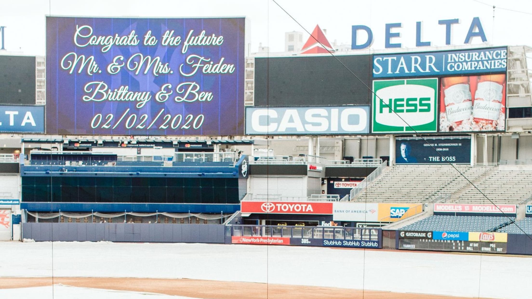 Donning wedding attire, New York Yankees fans celebrate marriage at Yankee  Stadium