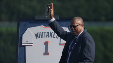 Former Detroit Tigers second baseman Lou Whitaker talks to the media before  a baseball game between the Detroit Tigers and the Tampa Bay Rays, Friday,  Aug. 5, 2022, in Detroit. Whitaker's number