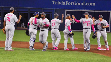 MLB LA Dodgers Breast Cancer Awareness Fabric 58 