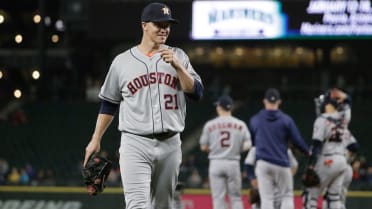 July 7, 2012: Milwaukee Brewers starting pitcher Zack Greinke #13 pitches  in the first inning of the Major League Baseball game between the Houston  Astros and the Milwaukee Brewers at Minute Maid