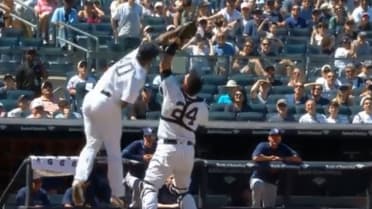 Luis Severino jumped from behind Gary Sanchez to snatch a popup