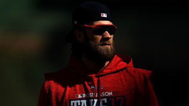 MLB on X: Yes Bryce Harper is wearing red contacts. And they are  terrifying:  / X
