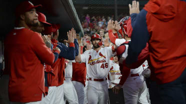 April 8, 2023: St. Louis Cardinals first baseman Paul Goldschmidt (46)  during the game between the Milwaukee Brewers and the St. Louis Cardinals  at American Family Field on April 8, 2023 in