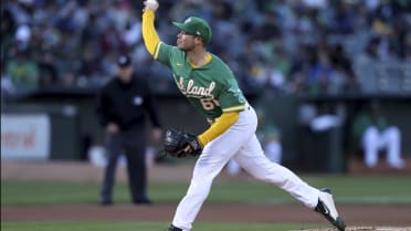 Chad Pinder smoked a foul ball behind him that left a Petco Park