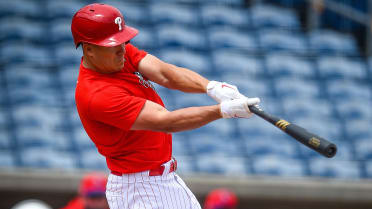 J.T. Realmuto working out with broken thumb