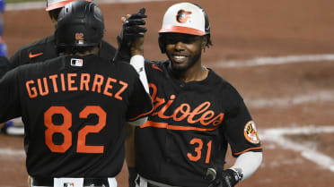 August 10, 2018: Baltimore Orioles center fielder Cedric Mullins (3) makes  his major league debut at bat during the second inning of the MLB game  between the Boston Red Sox and the