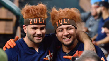 Yuli Gurriel and Jose Altuve tried on the Astros' new Gurriel Rally Wigs,  and it was great