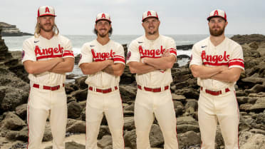 Justin Herbert rocking the City Connect Angels jersey! 🤟🏼⚾️🏈