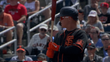 Joc and Champ Pederson auctioning off an on-field experience at SF